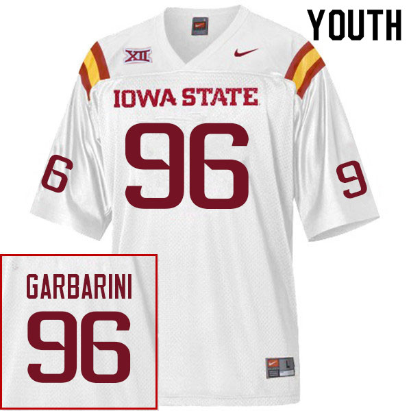 Youth #96 Ben Garbarini Iowa State Cyclones College Football Jerseys Sale-White